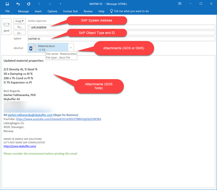 Business users can send attachments to SAP simply via
                    email