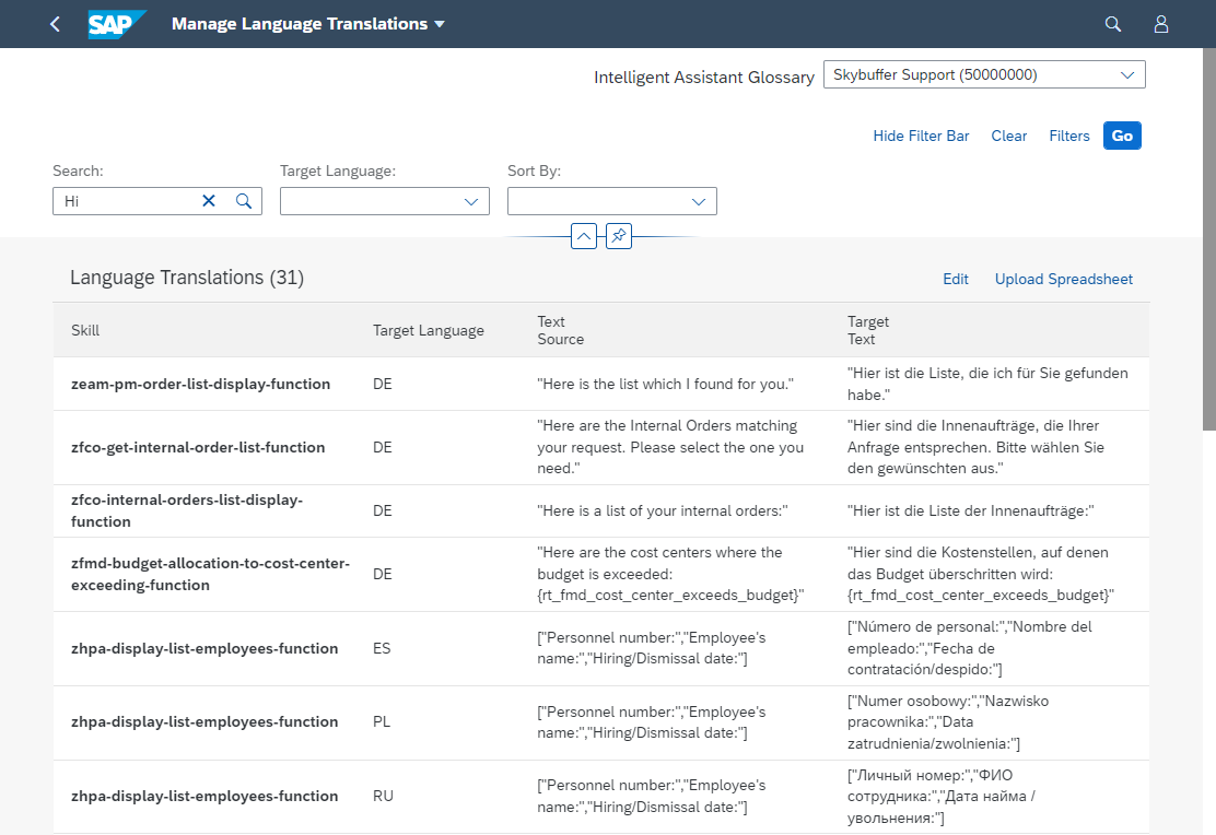 chatbot vocabulary management